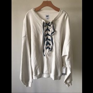 NWT NSF Lace-Up Sweatshirt.